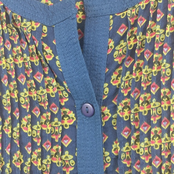Vtg New Direction boho blouse embroidered pin tuck pleats 1/4 button cotton S - Picture 5 of 9